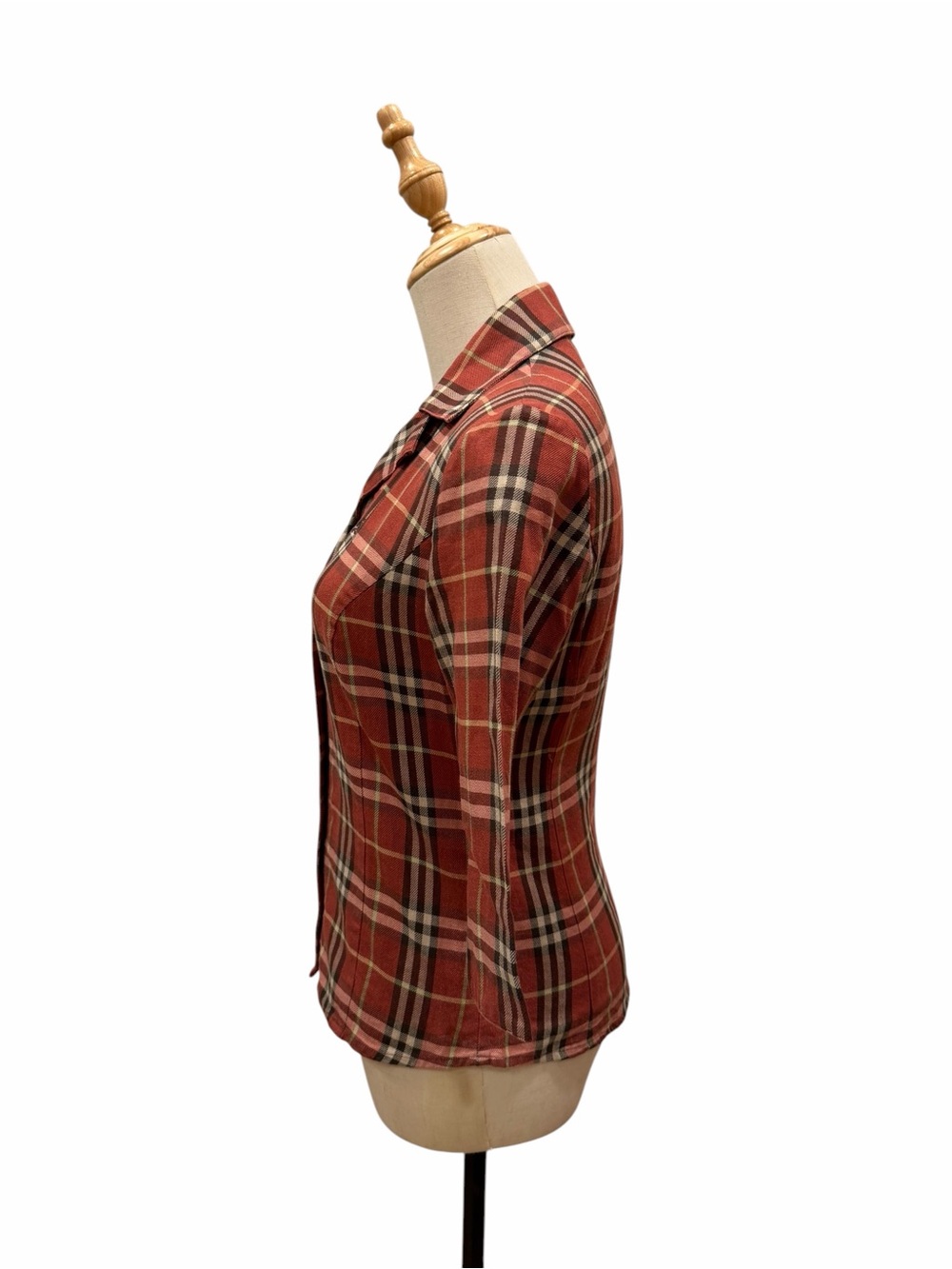 Burberry Red Plaid Button-Up Top - Picture 6 of 7